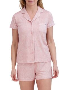 Пижамный комплект из 2 предметов из трикотажного топа и шорт Tahari, цвет Almond Pink