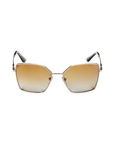 Квадратные солнцезащитные очки 56MM Bvlgari, цвет Pale Gold