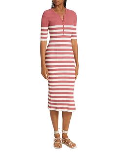Полосатое платье-миди в рубчик Altuzarra, цвет Amaranth Stripe