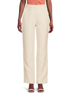 Текстурированные зауженные брюки с высокой посадкой Brandon Maxwell, цвет Antique White