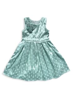 Атласное платье в горошек для маленьких девочек и девочек Joe-Ella, цвет Pastel Green