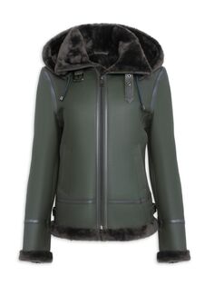 Куртка из овчины классического кроя с капюшоном Made For Generations Wolfie Furs, цвет Army Green