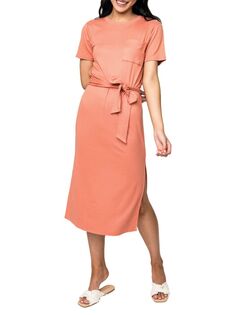 Платье-футболка миди приталенного кроя Lindsey с поясом Gibsonlook, цвет Peach Quartz