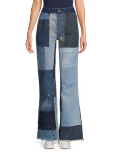 Расклешенные джинсы Knix со средней посадкой в стиле пэчворк Nsf, цвет Patchwork Blue