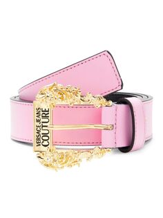 Кожаный ремень с логотипом Versace, цвет Baby Pink