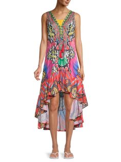 Платье-прикрытие с высоким и низким вырезом и бабочкой Ranee&apos;S, цвет Pink Multi Ranee's