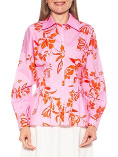 Рубашка на пуговицах с защипами Calliope Alexia Admor, цвет Pink Floral