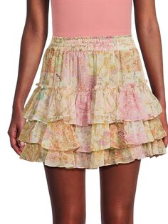 Многоярусная мини-юбка с принтом Marina Misa Los Angeles, цвет Pink Multi