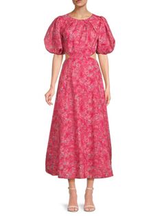 Платье миди с открытой спиной и цветочным принтом Impala Bardot, цвет Pink Bloom