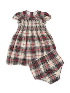 Комплект из двух предметов: клетчатое платье и шаровары для девочки Polo Ralph Lauren, цвет Beige Multicolor
