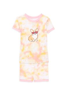 Комплект из двух предметов: футболка и шорты с принтом тай-дай для девочки Pl Sleep, цвет Pink Multi