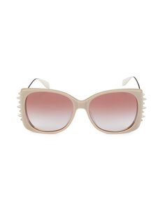 Прямоугольные солнцезащитные очки с шипами 59MM Alexander Mcqueen, цвет Pink Nude