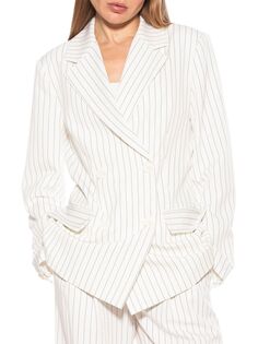 Двубортный пиджак в тонкую полоску Alexia Admor, цвет Beige Stripe