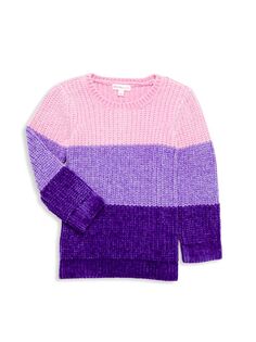 Вязаный свитер с цветными блоками для маленьких девочек и девочек Design History, цвет Pink Taffy