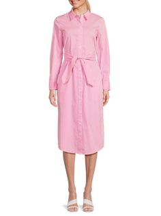 Платье-рубашка в полоску Veronica с поясом Derek Lam 10 Crosby, цвет Pink White