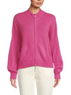Кашемировый свитер на молнии Flores Crush, цвет Raspberry