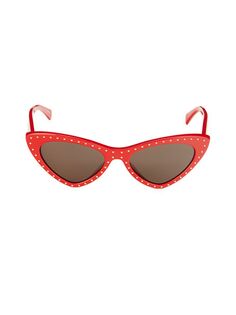Солнцезащитные очки «кошачий глаз» 52 мм с заклепками Moschino, цвет Red Black