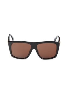 Квадратные солнцезащитные очки 58MM Max Mara, цвет Black Brown