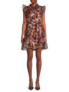 Мини-платье Taren с абстрактными рюшами Marie Oliver, цвет Poppy