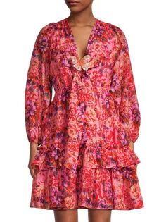 Мини-платье Tara из шелковой смеси с цветочным принтом Ungaro, цвет Punch Multi