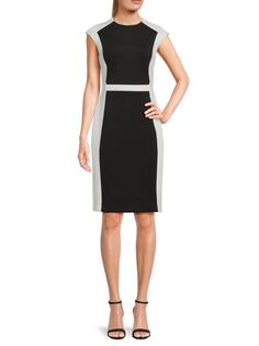 Платье-футляр с цветными блоками Calvin Klein, цвет Black Cream