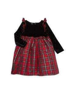 Платье в клетку с рюшами и бархатной отделкой для маленьких девочек и девочек Pippa &amp; Julie, цвет Red Black