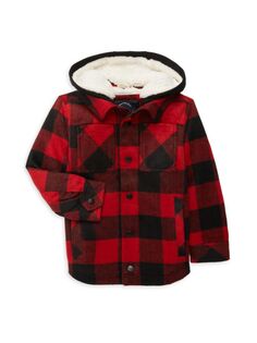 Куртка с капюшоном и отделкой из искусственной овчины для мальчика Urban Republic, цвет Red Black