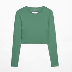 Футболка Oysho Comfortlux Back Long-sleeved, зеленый