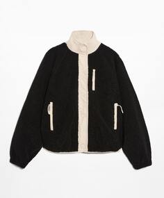 Куртка Oysho Faux Shearling, черный