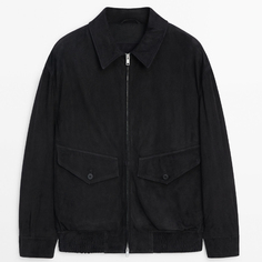 Куртка Massimo Dutti Short Suede Leather, темно-синий