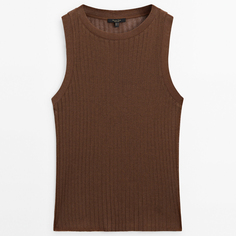 Топ Massimo Dutti Sleeveless Open-knit, коричневый