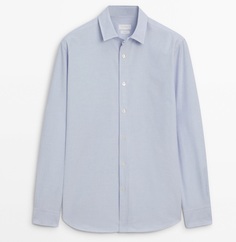 Рубашка Massimo Dutti 100% Cotton Check Texture, голубой