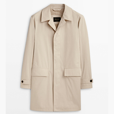 Пальто Massimo Dutti Cotton Trench, светло-бежевый