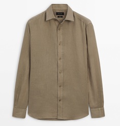 Рубашка Massimo Dutti 100% Linen Regular Fit, темно-зеленый