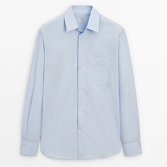 Рубашка Massimo Dutti Studio Wide-fit Cotton, голубой