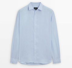 Рубашка Massimo Dutti 100% Linen Regular Fit, голубой