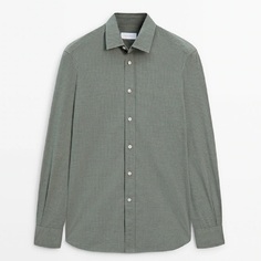 Рубашка Massimo Dutti Slim Fit Extra Fine Cotton, зеленый