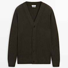 Кардиган Massimo Dutti Textured Knit, хаки