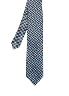 Синий шелковый галстук с геометрическим узором Zegna
