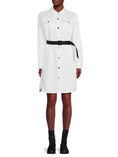 Мини-платье-рубашка со съемным поясом Karl Lagerfeld Paris, белый