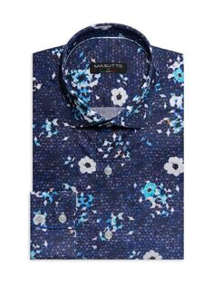 Классическая рубашка современного кроя с цветочным принтом Masutto, цвет Blue Multicolor