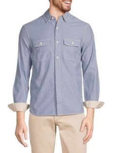 Полосатая рабочая рубашка с длинным рукавом Alex Mill, цвет Blue White