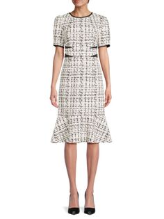 Абстрактное клетчатое платье с расклешенной юбкой Karl Lagerfeld Paris, цвет Soft White