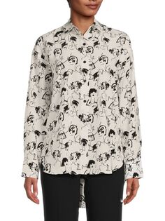 Рубашка с принтом High Low Karl Lagerfeld Paris, цвет Soft White Black