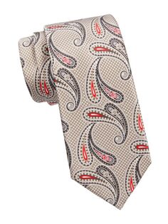 Шелковый галстук с пейсли Brioni, цвет Brown Multi