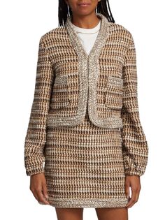 Трикотажная куртка с разной текстурой St. John, цвет Camel Multi