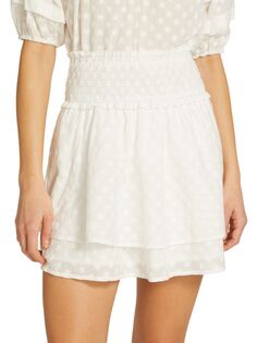 Многоярусная хлопковая мини-юбка Addison со сборками Rails, цвет White Embroidery