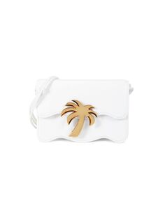 Кожаная мини-сумка через плечо Palm Beach Palm Angels, цвет White Gold