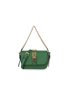 Кожаная сумка через плечо с логотипом Moschino, зеленый