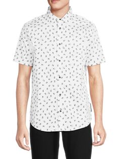 Рубашка из смесового льна с логотипом Karl Lagerfeld Paris, цвет White Black